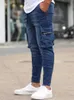 Jean masculin jeans européen et américain jean élastique multi-poche avec une fermeture à glissière