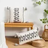 Cushion/Decorative Grey and White Geometric Tufted Cushion Cover Bohemian Tassel Covers Decorative Light Luxury Cushion Cover Home Decor