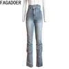 Damesjeans Fagadoer Blue Fashion Denim High Tailed Pocket Cargo Pants Vrouwen knop Jean broek vrouwelijke cowboylontjes 2024