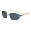 Klassische Marke Retro Crattire Sonnenbrille Metall Leopardenkopf Rahmenlose Brille Seitenschild gebogene Sonnenbrille Herren und Frauen