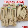 Cepillo de dientes 50/100pcs Cepillos de dientes de madera ecológicos de bambú de cerdas personalizables