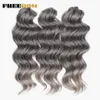 Libertad sintético Twist rizado profundo cabello de crochet de 16 pulgadas trenzas de ola de profundidad ombre suave marrón rubio extensiones de cabello 240506