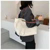 Einkaufstaschen Frauen Leinwand Tasche Großer wiederverwendbarer Lebensmittelkäufer schwarz weißer Stoff Schulter einfach Eco Handtasche Tasche für Mädchen