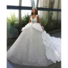 Koopschep glanzende aanvragers prachtige jurken bal bruiloft gelaagd backless parels court op maat gemaakte plus size bruidsjurk vestidos de novia