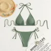 Costume da bagno da bagno femminile 2024 estate sexy a due pezzi Donne spingendo su arruffone monokini su costume da bagno a spalla regolabile