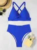 Swimwear 2024 Ring Cross Ring Link Two Piece High Waist Bikini Femme Bathins de maillot de bain Baigne Bath Bathing Buting Fulnwingwear Summer