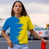 T-shirt damski 2024 Blue W Ukraina flagowa koszulka Kobiety Krótki SLE HARAJUKU TSHIRT FE T-shirt Cute Top Tee D240507