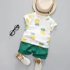 Roupas conjuntos de verão Moda de verão meninos roupas de algodão presa terno esportivo de frutas para meninos shorts infantis