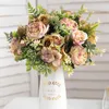 Fleurs décoratives Docidaci automne artificiel blanc rose en soie de mariage pour maison décoration bouquet de haute qualité arrangement floral de luxe de haute qualité