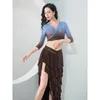 Stage Wear Belly Dance Trait Entrenamiento Gradiente de Gradiente TIPE Top Triangle Hanging Tassel Skirt Set