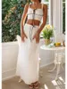 캐주얼 드레스 여성 Maxi Long Skirt Outfits y2k 민소매 Cami Cami Top High High Waist Flowy Midi Set Summer 2 조각