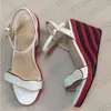 designer sandals wedge sandal espadrille platform wedge woody cross weave heels shoes adjustable ankle strap summer wedding with box 291