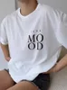 T-shirt féminin Blesyuki Fashion Simple Lettre imprimé T-shirts Fe Summer NOUVEAU plus taille Coton Soft Basic Tees Ladies Casual HARAJUKU TOPS D240507