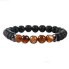 Bracelet de perles de chakra nce de chakra nce Bracelet pour hommes 8 mm Eye Tiger Stone Natural Agate Hematite Charms Bracelets Lava Stretch Dr Dhhlh