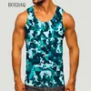 Mens Camoufiage Casual Sports Tanks Summer Summer Sleesess 3D Print Print Basic Vest Fitness Workout Running Man top