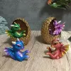 Skulpturer Dragon Figurer Harts Dragon Egg Figur Lysande Dragon Figurine Decor Ornaments Present till Holidays Christmas Födelsedagar