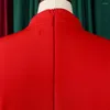 Lässige Kleider Frauen 2024 rote lange Taillenkleid Kleid Puffarmarm Gurt großer Rock junger Robe Maxi Elegante Luxus Mode Damen Kleidung