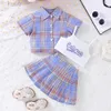 Abiti abbinati in famiglia 3 PC per bambini Casual Abbigliamento Set di abiti per ragazze Summer Children Fashion Shirts Shirts Stampa Tanne Skirts 2-8y D240507