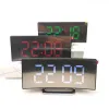 Klokken digitale wekker gebogen platte grote display led spiegel voor kinderslaapkamer temperatuur snooze functie bureau tafel klok home decor