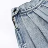 Skirts Anjamanor Blue Denim Een lijn geplooide rokken voor vrouw Y2K-stijl strtwear Summer High Taille Micro Mini Jean Rok D87-DE26 T240507