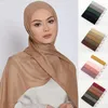 Écharpes coton doux coton hijab écharpe châle de couleur solide musulmane pour femmes bandan enveloppe du foulard islamique bandana turban simple 190 85cm