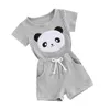 Kleidungssets Baby Shorts Set Kurzarm Crew Crew Neck Stickerei Panda T-Shirt mit 2-teiliger Neugeborenen Kleidung H240507