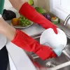Handskar röda handskar tvättar rengöring av vattentät gummihylsa handskar latex långa handskar köksverktyg