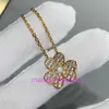 Дизайнер роскошь 1to1 Оригинальное ожерелье Vancllf v Золото покрыто Mijin Full Diamond Clover CNC Precision Fashion Internet Red Высококачественные ювелирные изделия