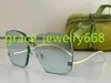 サングラスレディースデザイナーシンプルな特大の正方形のフレームレスフレームレスライトピンクの特別なゴールドエッジラインアームファッションショーアバンガードパーソナリティUV400眼鏡