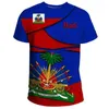 Herren-T-Shirts Übergroße T-Shirt 3D Printed Country Emblem Flagge karibische haitianische Retro Street Kleidung Casual Kurzärmelte T-Shirtl2405