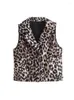 Giubbotti da donna 2024 Summer Leopard Stampato da donna Stupida Giacca da colletto Giacca con maniche Sleeveliche Sleelette Femmina WhitCoat Y2K Tops