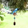 Dekorative Figuren Vintage Buntglas Vogel Wind Chimes im Freien Metall Sonnenbecher Türklingel für Fenster Hausgarten Yard Patio Rasen