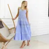 Designer klänning sommar ny sexig randtryck hängande rem midje semester klänning för kvinnor plus storlek klänningar