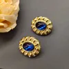 Orecchini per borchie Vintage Oval Blue Stone for Women Jewelry Runway Party T Mostra fantasia Trendy Boho Ins Giappone Corea