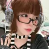 Sonnenbrille Y2K Schwarze Halbrahmen Brille Frauen trendy Spektakel Japaner Anime Oval No Objektiv Brillen Cosplay -Pographie Brille Brille