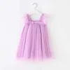 Abiti da ragazza Abito estivo per bambina Sleevellata colletto quadrato giallo viola blu rosa blu in maglia principessa abbigliamento per bambini h240507