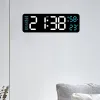 Clocks 9 Inch Plugin Use Large Digital Wall Clock Temperature Humidity Week 2 Alarm Auto Dimmer Snooze 12/24H DST Desk LED Alarm Clock