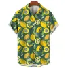 Camicie casual maschile banana ciliegie 3d camicie grafiche stampate per uomo vestiti alla moda hawaiano camicetta a blusa casual camicetta bavaglio top y240506