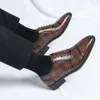 Brogue Business Formal Leather Mens Oxford Dress Fashion Office Wedding Shoes Plus Tamanho 38-46 Brown