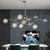 Lustres de lustres modernos ramificações de vidro colorido teto de bola led para sala de jantar de jantar de quarto lumin