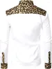 Herren lässige Shirts Tops T-Shirt Leopardenmuster Mode 2024 Langschläfe Reverhemd Hemd weiß schwarz hochqualitativ komfortables weiches Material Top