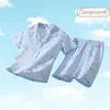Pyjamas Summer Childrens Pyjama Set Cute Anime Cinnamon Kuromi My Melody Childrens Cardigan Korte mouwen pyjama's gemaakt door Girls and BoysL2405