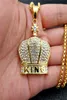 Orthodoxe Church Crown Cross Pendentiels Colliers pour les femmes de couleur dorée de la chaîne Stainlsteel Iced Out Bling King Jewelry X05097959314