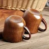 Canecas 2pcs de madeira de madeira de madeira com maçaneta trompete de chá de água de jujub