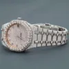 Hip hop pretty watch for men in stainls steel in y studded with moissanite round brilliant cut diamond in vvs clarity