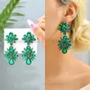 Kolczyki Dangle Green Teardrop Liść kwiat geometryczny błyszczący kryształ szklany kropla dla kobiet trend luksusowy projekt imprezowy biżuteria