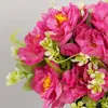 Fleurs décoratives 35 cm Bouquet artificiel 6 têtes Boho Peony Silk Plastic de haute qualité Fausse fleur Regalo Accessoires