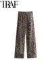 Pantalon féminin Gal 2024 Summer Leopard Imprimé Femmes Ligne élastique Élastique haute taille Pantalon pantalon en liberté Y2K