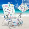 Cubiertas de silla corta cubierta de playa con estampado de microfibra plegable con dos bolsillos toalla reclinable de verano