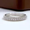 Eternity Micro Pave Moissanite Diamond Ring 100% Оригинальные 925 стерлинговых серебряных обручальных колец для женщин. Мужчины обещают ювелирные изделия 275n